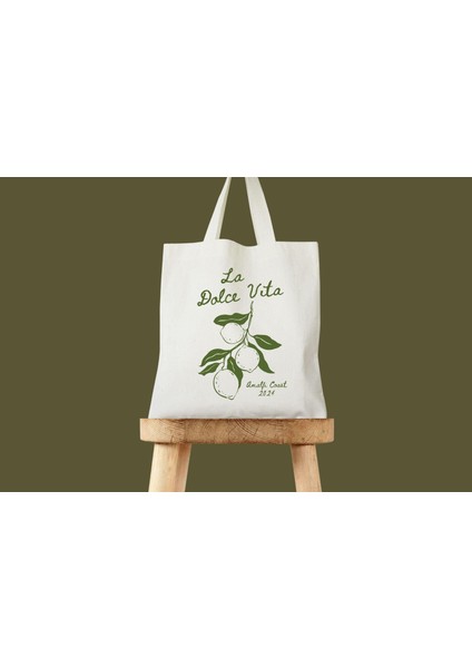 Limon Tote Çanta: Italyan Düğün Stili - Pamuklu Kanvas