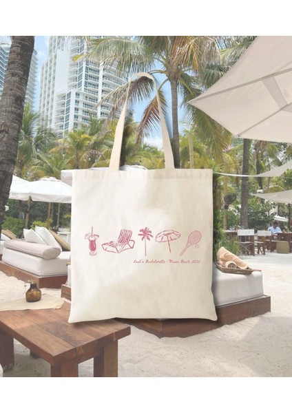 Bekarlığa Veda Partisi Çantası: Elle Çizilmiş Plaj Tenisi (Özel Boyutlar)