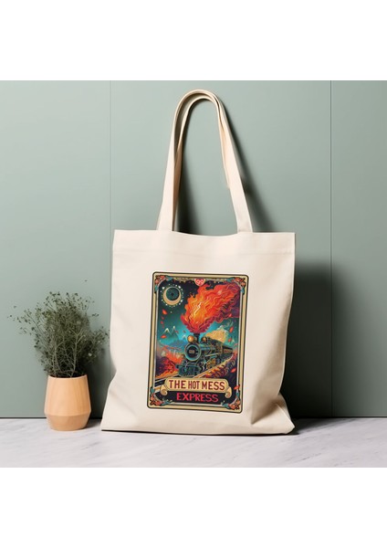 Tarot Kartı Tote Çanta, The Hot Mess Express, %100 Pamuklu Tote Çanta. Çevre Dostu, Estetik Alışveriş Çantası, Ömür Boyu Kullanabileceğiniz Çanta.