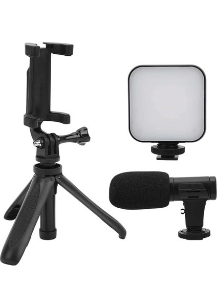 Akıllı Telefon Vlog Kiti Tripod Mini Mikrofonlu Telefon Tutucu modelleri