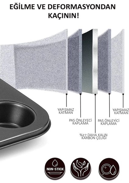 Yanmaz Yapışmaz Muffin Kalıbı 12LI Fırın Mini Kek Browni Kekstra Kalıbı Cupcake Kapsülü fiyatları