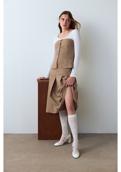 Beyaz Chic Floral Pantolon Çorabı