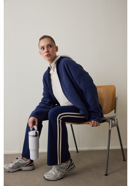 Lacivert Modal Flare (İspanyol Paça) Yüksek Bel Pantolon fırsatları