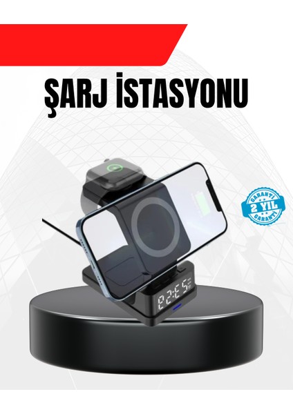 LED Dijital Saatli Kablosuz Şarj Cihazı – 3 Parlaklık Ayarlı Şarj Koruma Tekn - T271G552-Z08