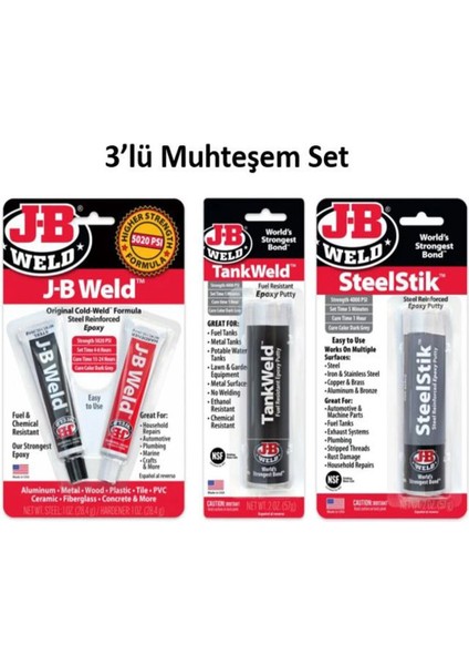 adhesive Weld - Jb Weld Steelstik™ Epoksi Macun - 2 Oz Jb Weld Tankweld™ Çelik Takviyeli Hızlı Yapıştırıcı