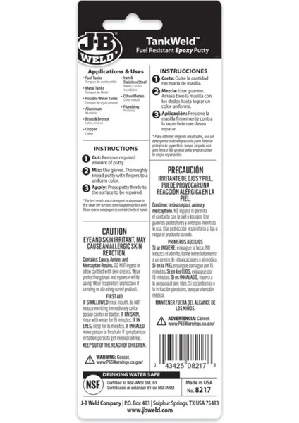 adhesive Weld - Jb Weld Steelstik™ Epoksi Macun - 2 Oz Jb Weld Tankweld™ Çelik Takviyeli Hızlı Yapıştırıcı