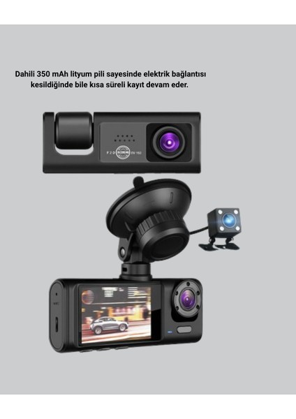 Xmpdby Üç Kameralı Araç Dvr Full Hd Gece Görüşlü ve 2 Inç IPS Ekranlı modelleri
