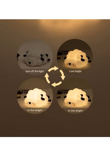 Sevimli Koyun Gece Lambası Dokunmatik Yumuşak Silikon Çocuk Odası LED Lamba USB Şarj Edilebilir fırsatları