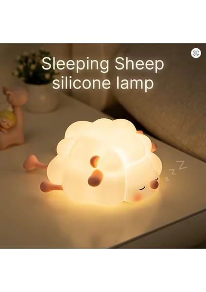Sevimli Koyun Gece Lambası Dokunmatik Yumuşak Silikon Çocuk Odası LED Lamba USB Şarj Edilebilir indirimleri