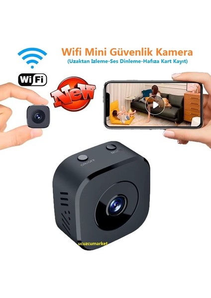 Wifi Mini Güvenlik Kamera (Uzaktan Izleme-Ses Dinleme-Hafıza Kart Kayıt)