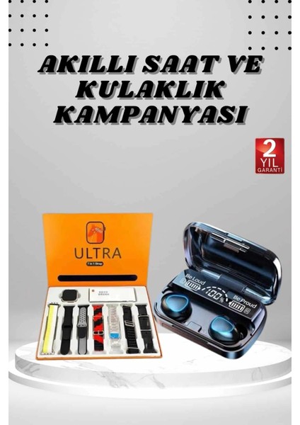 Yeni Model Akıllı Saat ve Kulaklık Kampanyası Nabızz Ölçer Bluetooth Bağlantılı Uzun Pil Ömrü