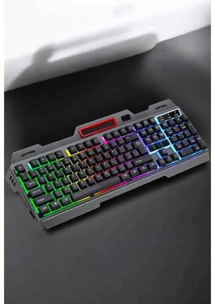 LED Işıklı Oyuncu Klavye USB Girişli Rgb Işıklı Q Klavye Mouse Hediyeli