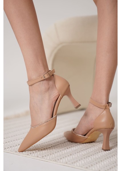 Darla Taşlı Kadın Nude Topuklu Ayakkabı