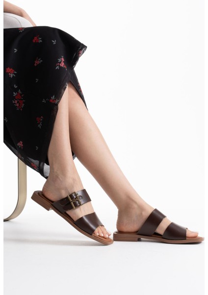 Alessi Acı Kahve Hakiki Deri Terlik modelleri