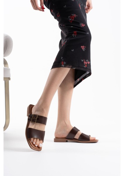 Alessi Acı Kahve Hakiki Deri Terlik