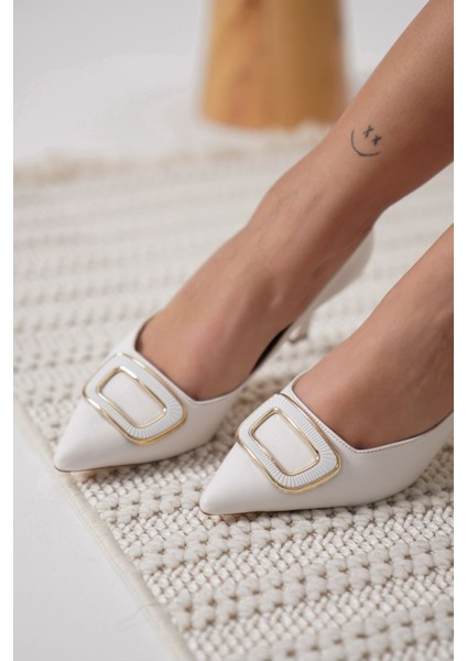 Emery Kadın Beyaz Topuklu Ayakkabı