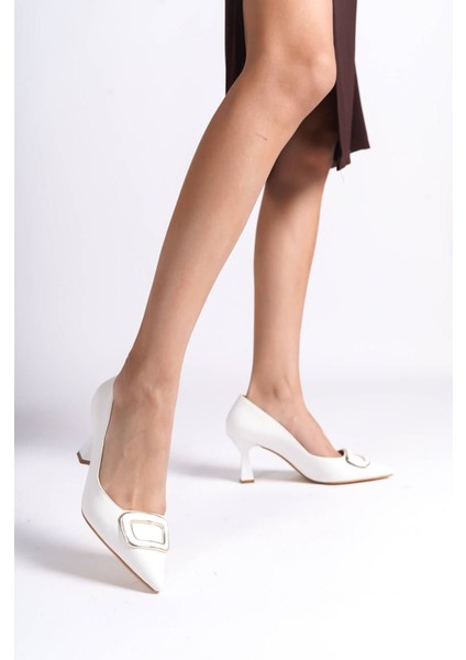 Emery Kadın Beyaz Topuklu Ayakkabı