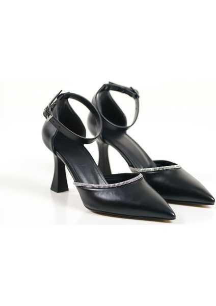 Darla Taşlı Kadın Siyah Topuklu Ayakkabı