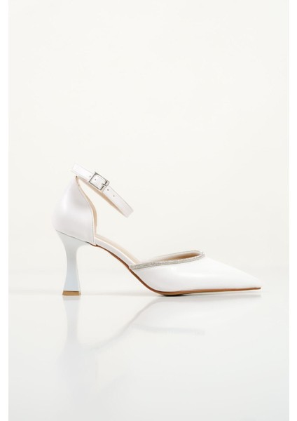 Darla Taşlı Kadın Beyaz Topuklu Ayakkabı