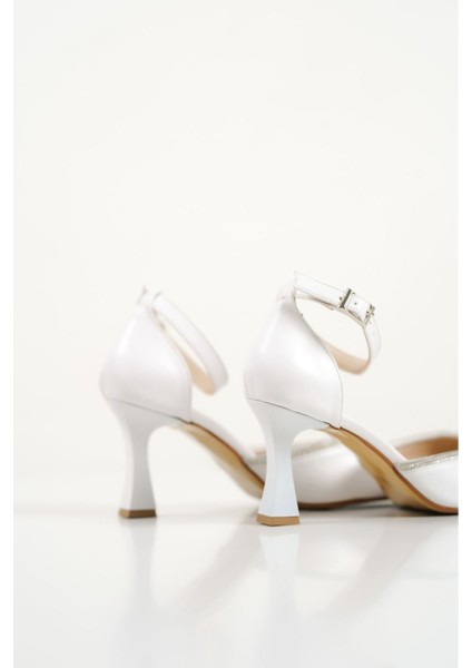 Darla Taşlı Kadın Beyaz Topuklu Ayakkabı