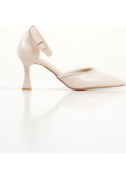 Darla Taşlı Kadın Bej Topuklu Ayakkabı