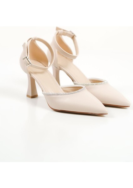 Darla Taşlı Kadın Bej Topuklu Ayakkabı