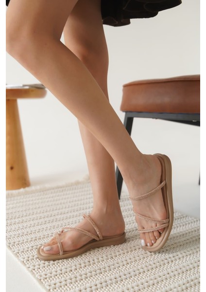 Alba Nude Kadın Taşlı Terlik