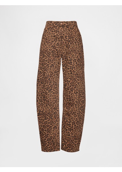 Kadın Kahverengi High Rise Barrel Jean Pantolon fiyatları