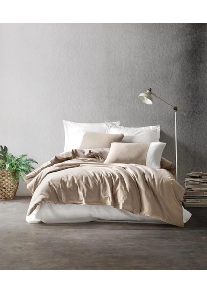 Buğz Cotton Box Plain Çift Kişilik Nevresim Takımı Vizon Krem modelleri