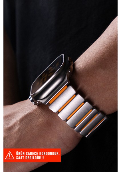 Apple Watch Ultra / Ultra 2 / Ultra 3 49MM Uyumlu Titanyum Silikon Kordon
