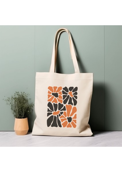 %100 Pamuklu Tote Çanta, Matisse'den Ilham Alan Çiçekler. Çevre Dostu, Estetik Alışveriş Çantası, Ömür Boyu Kullanabileceğiniz Çanta.