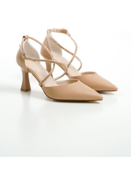 Fiona Taşlı Kadın Nude Topuklu Ayakkabı