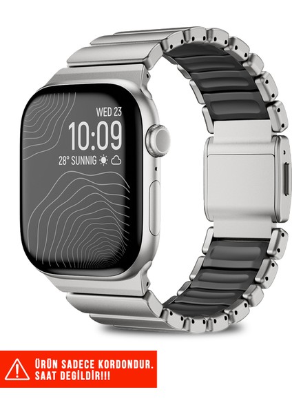 Apple Watch 4/5/6/7/8/9/10/se 44MM/45MM ve Seri 10/11 46MM Uyumlu Titanyum Silikon Kordon