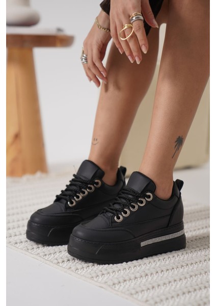 Alice Kadın Siyah Tabanlı Siyah Gizli Topuklu Sneaker