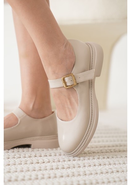 Briana Bej Rugan Toka Detaylı Mary Jane Ayakkabı fırsatları