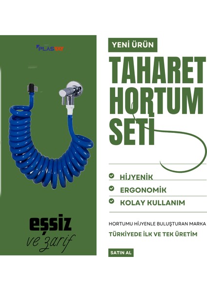 Spiral Taharet Musluğuna Uyumlu 3/8 Rekor Bağlantılı Taharet Hortumu ve Banyo Wc Yıkama 1.5 Metre Setler fiyatları