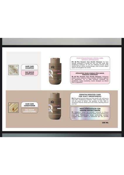 Iq Plus Professıonal Düzleştirici Sonrası Özel Bakım Şampuanı ve Saç Kremi Seti 300 ml