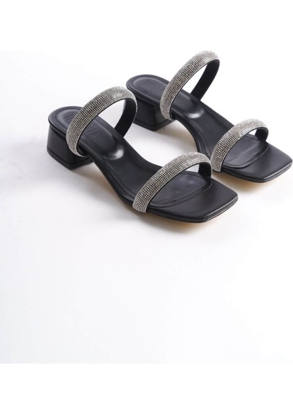 Stella Kalın Topuklu Siyah Kadın Terlik