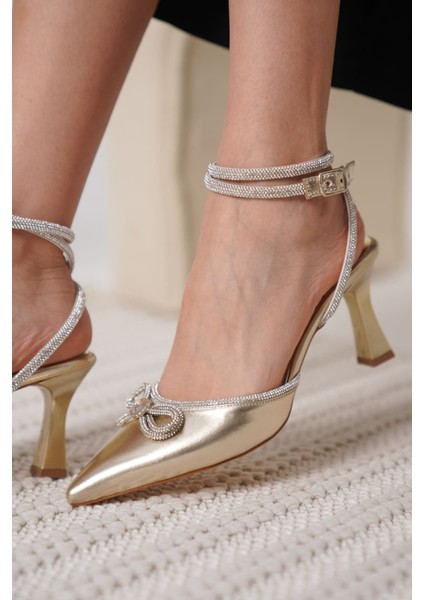 Irina Kadın Altın Taşlı Topuklu Ayakkabı indirimleri