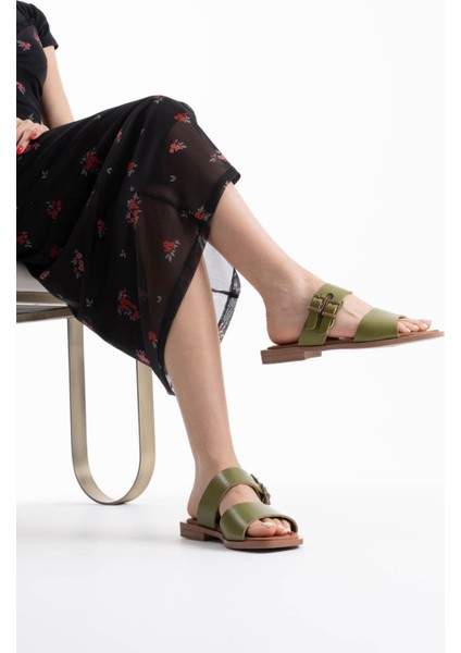 Alessi Haki Yeşili Hakiki Deri Terlik