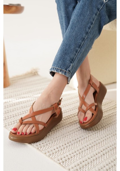 Linya Taba Hakiki Deri Sandalet