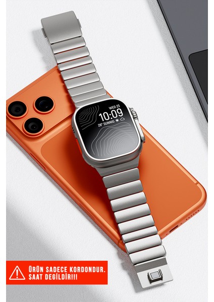 Apple Watch Ultra / Ultra 2 / Ultra 3 49MM Uyumlu Titanyum Silikon Kordon