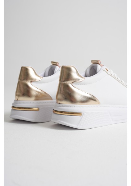 Vega Altın Detaylı Beyaz Kadın Spor Ayakkabı