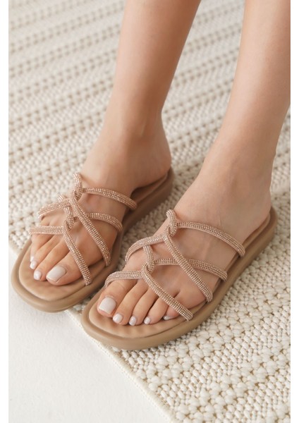 Loren Nude Kadın Taşlı Terlik