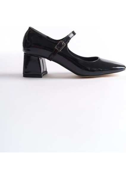 Rosalie Siyah Rugan Topuklu Kadın Ayakkabı