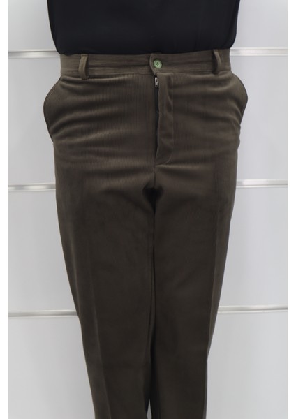 Fistan Store Erkek Fitilli Yüksek Bel Rahat Kesim Yandan Cepli Boru Paça Büyük Beden Kışlık Kadife Pantolon fiyatları