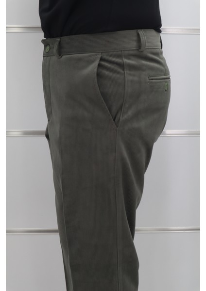 Fistan Store Erkek Fitilli Yüksek Bel Rahat Kesim Yandan Cepli Boru Paça Büyük Beden Kışlık Kadife Pantolon modelleri