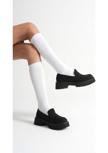 Noir Kadın Günlük Siyah Süet Loafer Ayakkabı fırsatları