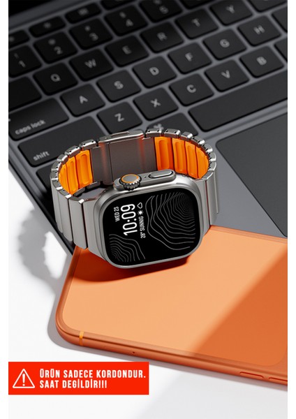 Apple Watch Ultra / Ultra 2 / Ultra 3 49MM Uyumlu Titanyum Silikon Kordon fırsatları