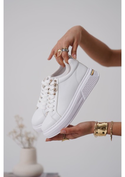 Nova Kadın Gold Detaylı Beyaz Sneaker